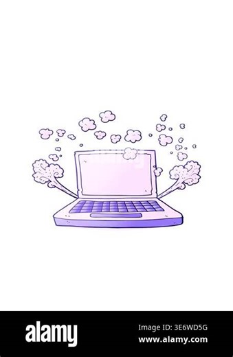 bobbing motion animation of freehand drawn cartoon laptop computer fault