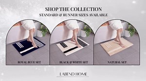 LABEND HOME Long Bath Runner Mat 60x150cm (24"x59") - Plush Microfiber Non-Slip Bathroom Runner, Highly Absorbent & Machine Washable - Beige Cream Stripe