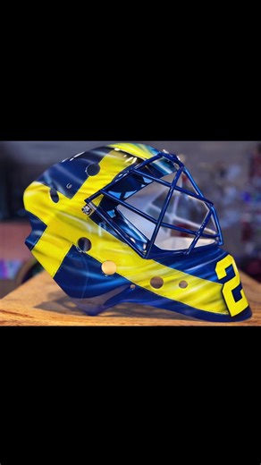 New Olympic mask for Jacob Markstrom! A special design by his wife. Team Sweden.🇸🇪@Olympics