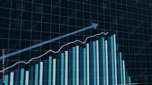 Hi-tech style business concept technology chart with grid. Finance business graph chart with uparrow