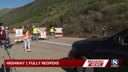 See the moment Highway 1 reopens through Big Sur as closure signs come down