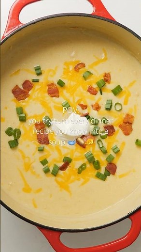 Loaded Baked Potato Chowder 🧀🥓🥔 recipe info in description
