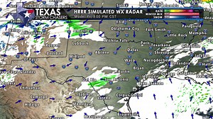 A look at the latest hi-res (HRRR) model showing rain, snow and storms building overnight and through tomorrow across #Texas. FULL FORECAST: https://www.TexasWeatherRoundup.video/ | Texas Storm Chasers