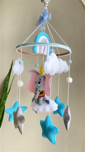 🐘 Handmade Elephant Baby Mobile | Dreamy Nursery Decor ☁️🌈💙