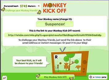 Farthest Distance Achieved In "Monkey Kick Off" (Online)