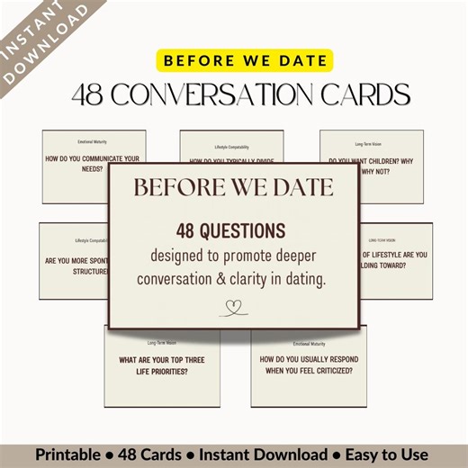 Before We Date Conversation Cards | Relationship Clarity Prompts (digital Download) - Etsy