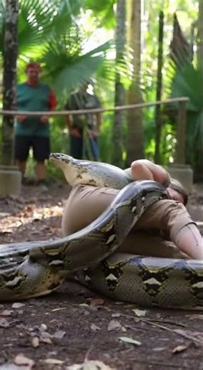 Giant Python Wraps Around Woman During Shocking Wildlife Encounter #python #wildlife #animals