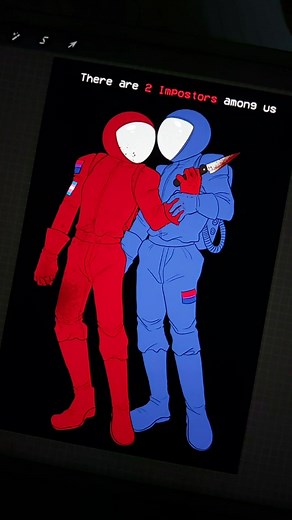 Red and Blue Among Us Fanart Showcase