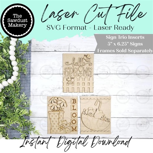Spring Trio Sign Bundle Laser Cut File | Interchangeable Frame | Springsign Inserts | 5" X 6.25" Signs | Spring Flowers Svg - Etsy Canada
