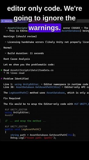 Fix Unity Build Errors Instantly with AI Copilot! #githubcopilot #unity #gamedevelopment