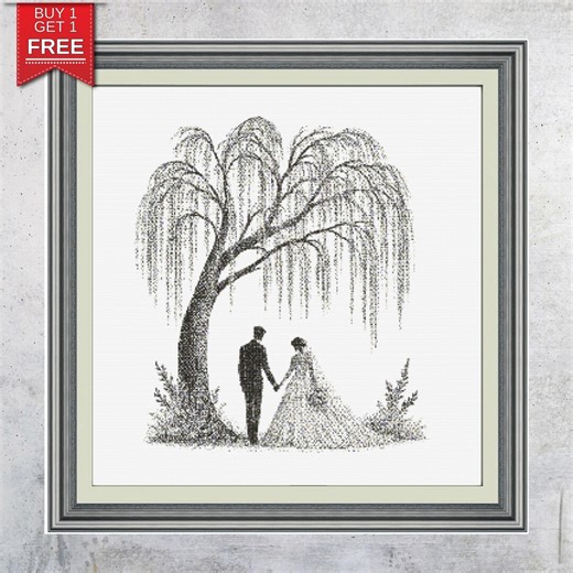 Bride and Groom Cross Stitch Pattern: Romantic Wedding Embroidery (PDF Digital Download - Etsy
