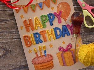 Birthday Card Embroidery on Paper Printable Pattern With Videos and Free Beginner's Tutorial - Etsy