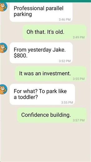 She found the invoice for the professional parallel parking lesson #shorts