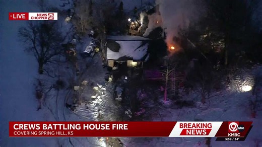 Firefighters battling house fire in Spring Hill, Kansas