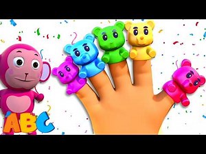 Gummy Bear Finger Family Song 🐻 3D Kids Rhymes | ABC Songs Phonics