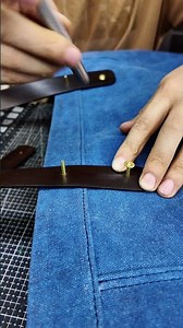 How to use brass rivets #leather #bag #leatherbackpack #shorts #copper #rivet #leathercraft #diy