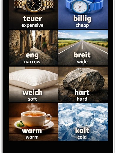 Learn German Antonyms with Visual Examples