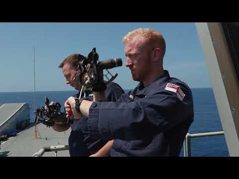 HMS Queen Elizabeth's Navigating officer explains the use of the sextant