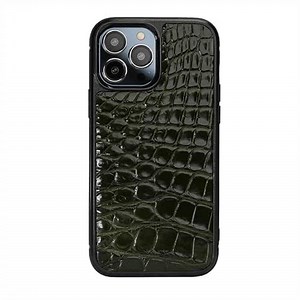 Case for Iphone 13 Pro Max - Genuie Alligator Leather, Luxury Cover for your Phone - 100% Alligator Skin (Avocado)