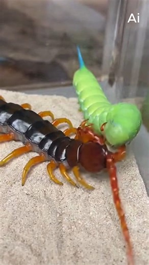 😳 The Caterpillar put up a surprise fight, but the Centipede’s control and pressure decided this showdown fast. #Centipede #Caterpillar #InsectWorld #NatureShowdowns #WildlifeClip ⚙️ AI-generated nature dramatization — no real creatures involved. | MindFreaking