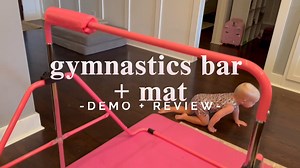 Safly Fun Gymnastics Bar with Mat for Kids, Height Adjustable Junior Training Bar Mat for Home, Folding Gymnastic Horizontal Bars Equipment (Blue Mat)