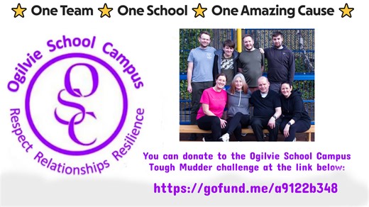 WELL done to Ogilvie School Campus, where a team of staff members and supporters — including teachers, APSWs, management, and a former pupil — are taking on the Tough Mudder 5K obstacle course to raise money for the school. Ogilvie School Campus is an ASN school, supporting children and young people with additional support needs. Initially, it was hoped to get eight participants. But when we popped up on Friday, that number had already risen to a very impressive 28. It's a great local community 