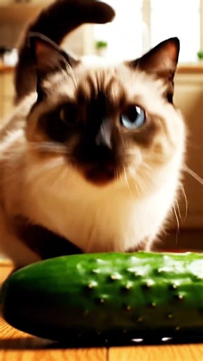 Cat Gets Scared of a Cucumber 🐱🥒 | Funniest Cat Reaction Ever #shorts