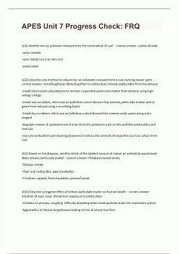 Apes Unit 7 Progress Check Frq Questions With Complete Solution 20232024