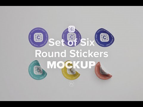Set of Six Round Stickers Mockup Stock Graphics Download