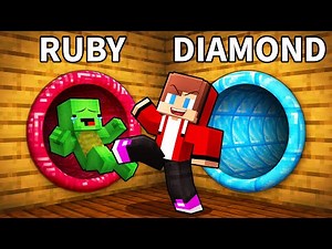 Mikey and JJ Choose RUBY vs DIAMOND Slide in Minecraft (Maizen)