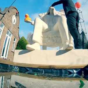 From Champion of Champions 2: Get this duck into that pond. The duck must be launched from behind this rope and you must stay behind this rope during its journey. You may not move the rope or the pond. | Greg Davies Fans