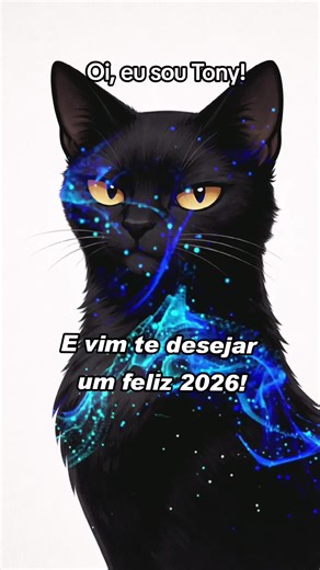 Oi eu sou o Tony. E vim te desejar um feliz e próspero ano 2026! #pet #gatopreto #anonovo #gatos #2026