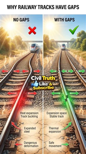 Why Railway Tracks Have Gaps? 🚆 #engineering #civilengineering #shorts #construction #education #yt
