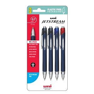 Uni Jetstream Retractable Rollerball Pen 0.7mm 4 Pack