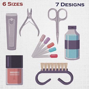 Manicure Tools Embroidery Design - Nail Kit Pattern (PDF) - Etsy Canada