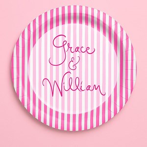 Personalized Striped Paper Plates: Custom Party Decor - Etsy