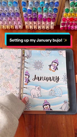 Setting up my January bullet journal! ✨🐧🐻‍❄️🥶 I don’t know why I pronounced musical like that 😂 #bulletjournal #journaling #2026 #junkjournal #bujo