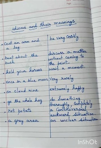 English grammar-idioms and their meaning.