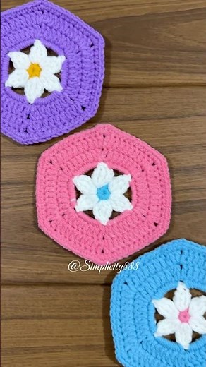 ❤️🧶Honey Hexagon Granny Pattern Tutorial #simplicity888 #crochetpattern #crochettutorial #knitting