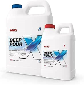 MAS Epoxies Deep Pour X Epoxy Resin Kit, 1.5-Gallon, (1-Gal Resin + 0.5-Gal Harderner) for Casting, Encapsulating, Fill Large Voids, River Tables, Sculptures, Live Edge Wood Tables