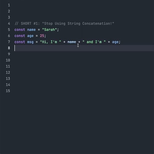 Stop Using String Concatenation #coding #frontendcourse #javascript