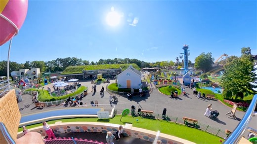 8.8K views · 65 reactions | Fly through the skies with Peppa!  Step inside our brightly coloured balloon for a 360° adventure on Peppa’s Big Balloon Ride at Peppa Pig World! Take in the beautiful sights as you float gently through the air. See if you can spot Peppa’s House, wave to Peppa and George playing below, and even catch a glimpse of the Queen's Castle in the distance  | Paultons Park | Facebook
