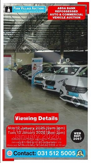 ABSA Durban Repossessed Auto and Commercial Vehicle Auction - 14 January 2026