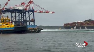 Video shows cargo ship after breaking loose in high winds in Prince Rupert