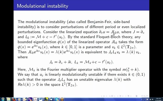 Zhiwu Lin - Nonlinear modulational instability of dispersive wave models