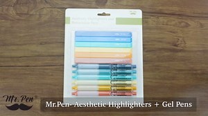 Mr. Pen Aesthetic Highlighters and Gel Pens, 12 Pack, Pastel Colors, No Bleed, Black Ink, Highlighter Pens, Gel Pens