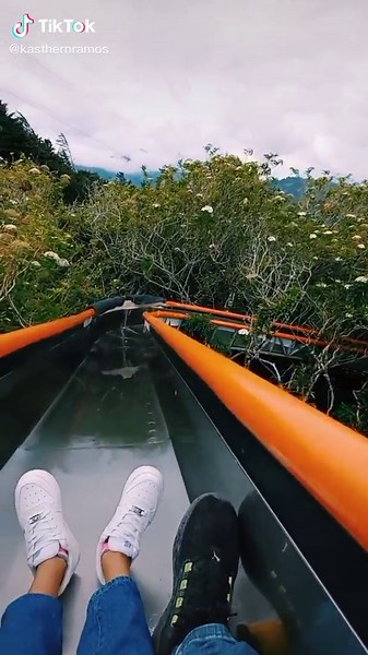 Exciting Adventure on a Metallic Slide in Nature