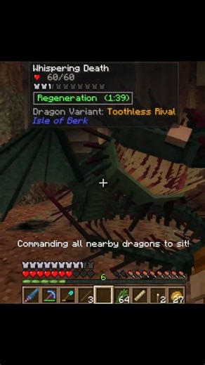 Getting An Toothless's Rival Whispering Death #minecraft #httyd #howtotrainyourdragon #gaming