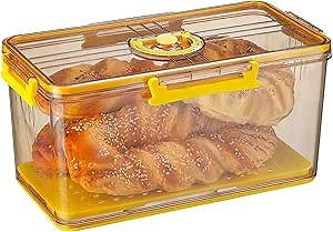 Bread Storage Container, 12.7inch Airtight Bread Box to Keep Bread Fresh Bread Storage Containers with Lids Airtight Extra Large Bread Keeper for Homemade Bread Toast, Bagel, Donut and Cookies(Yellow)