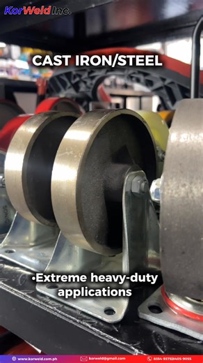 Don’t waste time and manpower! Our industrial-grade caster wheels are designed to carry heavy loads with ease. Choose from various caster wheel types tailored to your needs for warehouse, factory, or commercial use. Order now and boost productivity instantly! Call or message us at 0917-6560092. #korweld #caster #logisticssolutions #fypシ | KorWeld Inc.